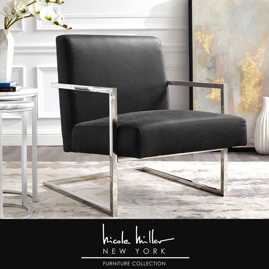 Charcoal PU Leather Accent Chair B612429