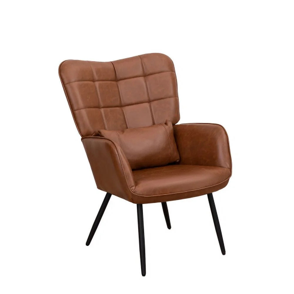 Bonded Leather High Back Accent Chair with Metal Legs N568