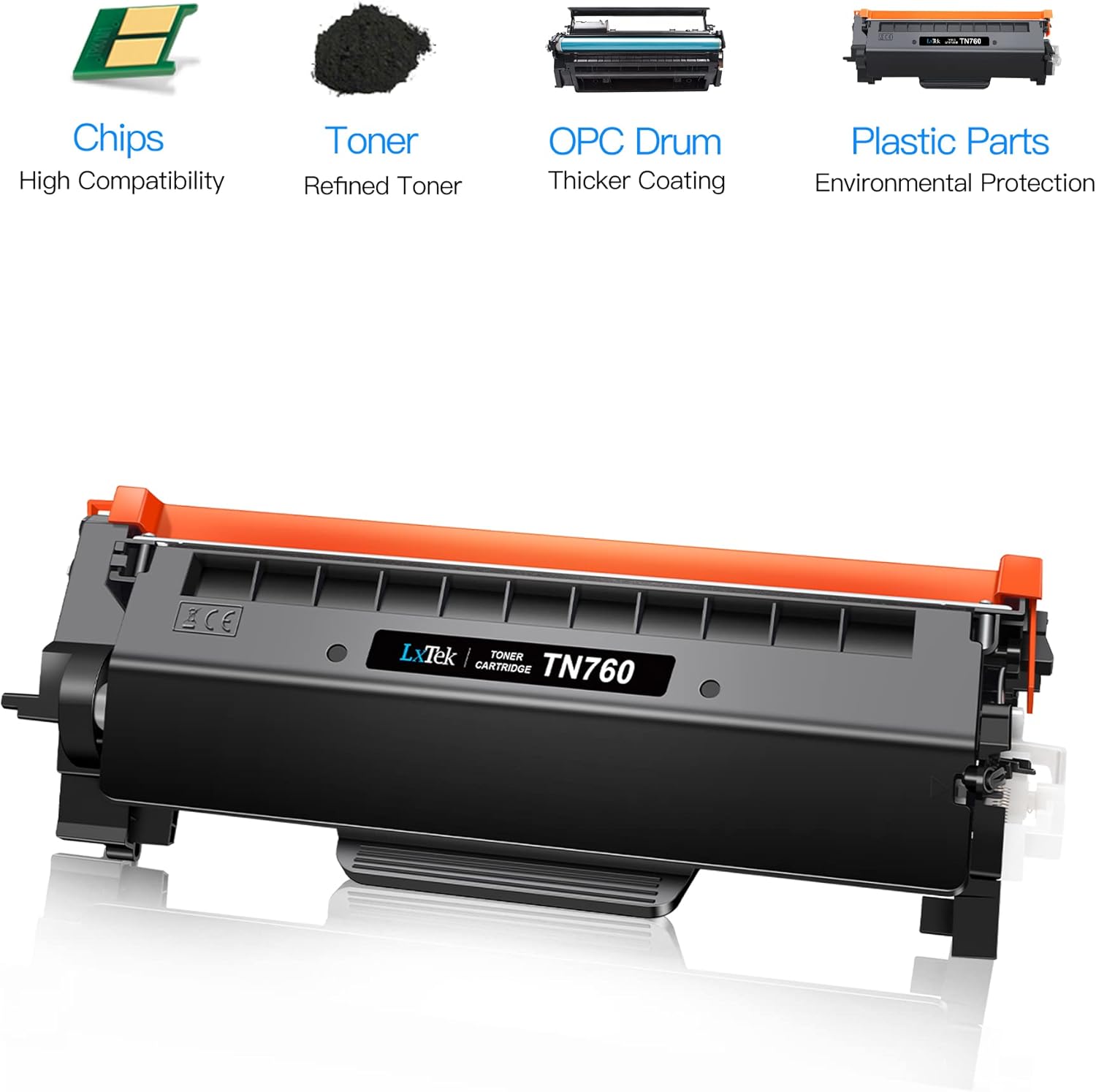 Compatible Toner Cartridge Replacement for Brother TN760 TN730, Black, 4 Pack Z129195