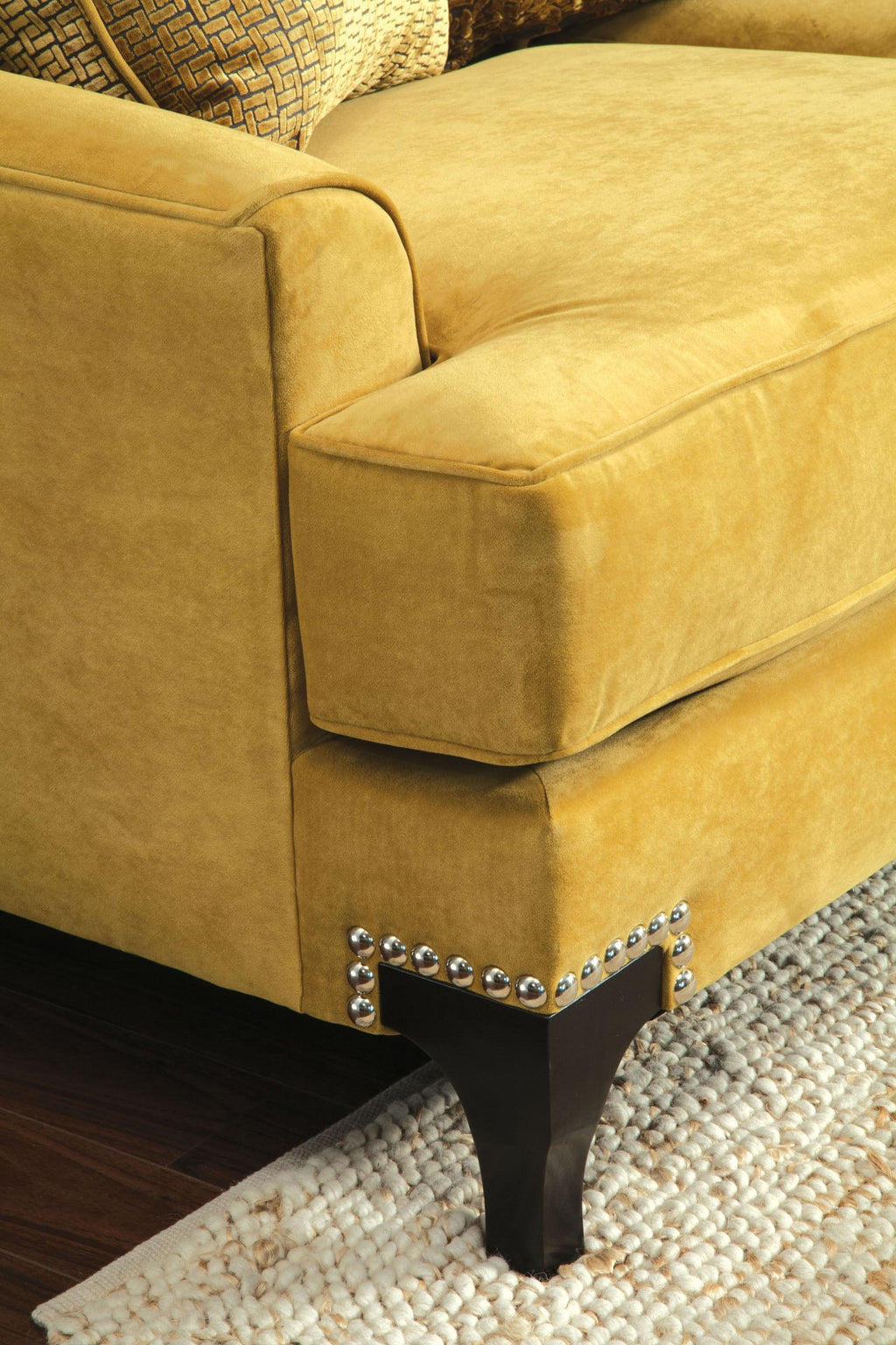 Gold & Gray Velvet-like Fabric Living Room Set 3pcs W164929