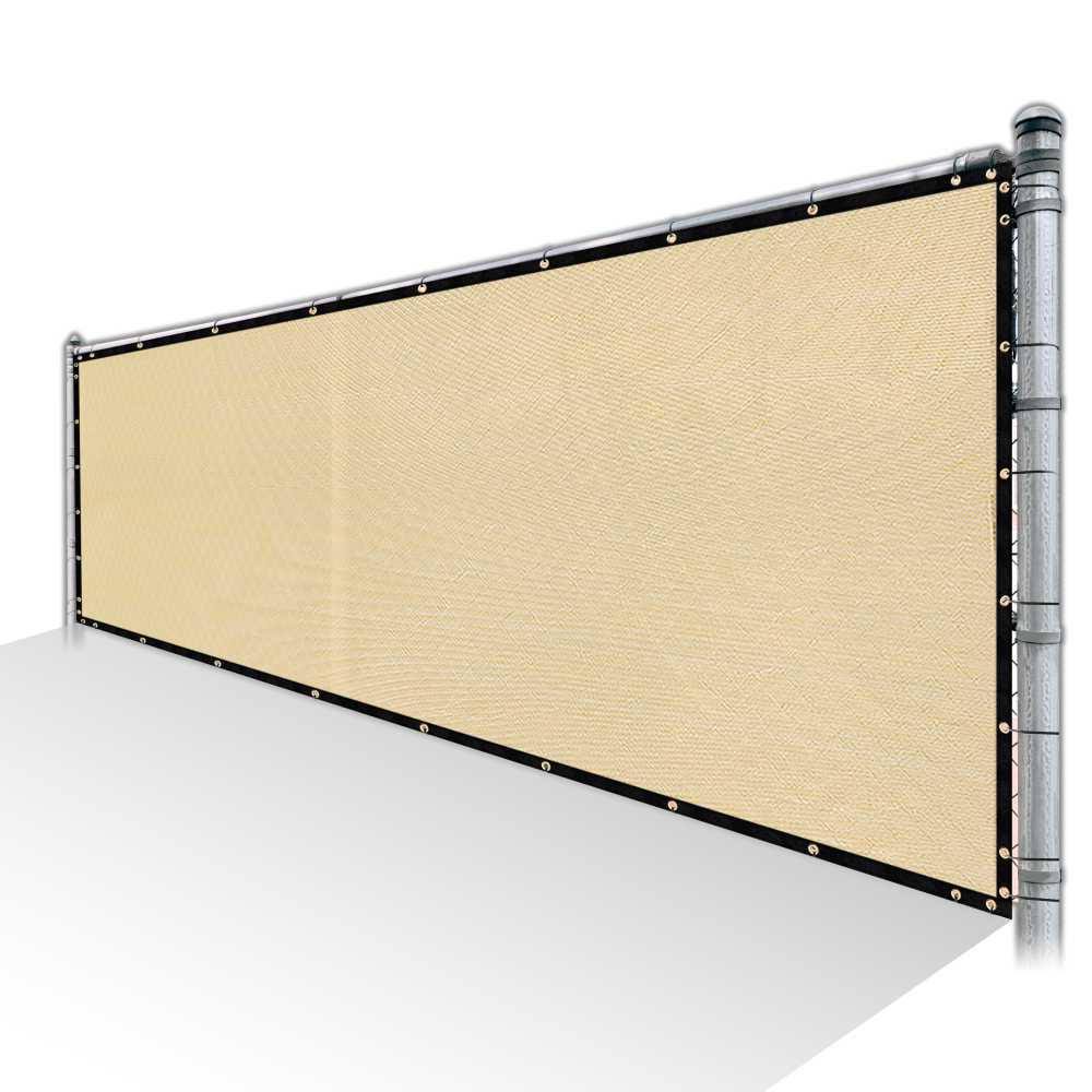 Beige Privacy Fence Screen HDPE Mesh Windscreen with Reinforced Grommets L5844
