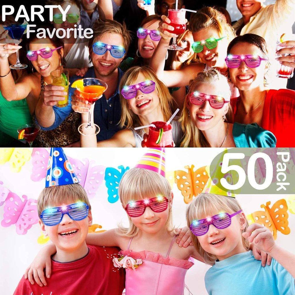 50 Pack LED Glow in The Dark Party Glasses S4510