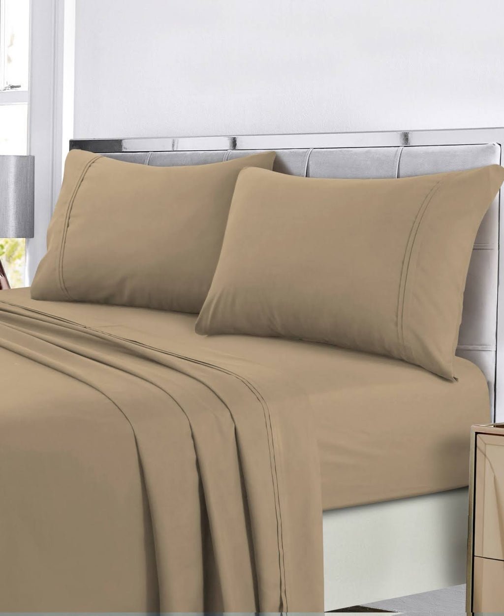 King Dark Red Easy-Care Sheet Set N204323