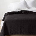 King Heavyweight Linen Blend Quilt Washed Black U932108