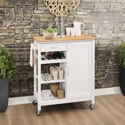 Natural & White Kitchen Cart T157