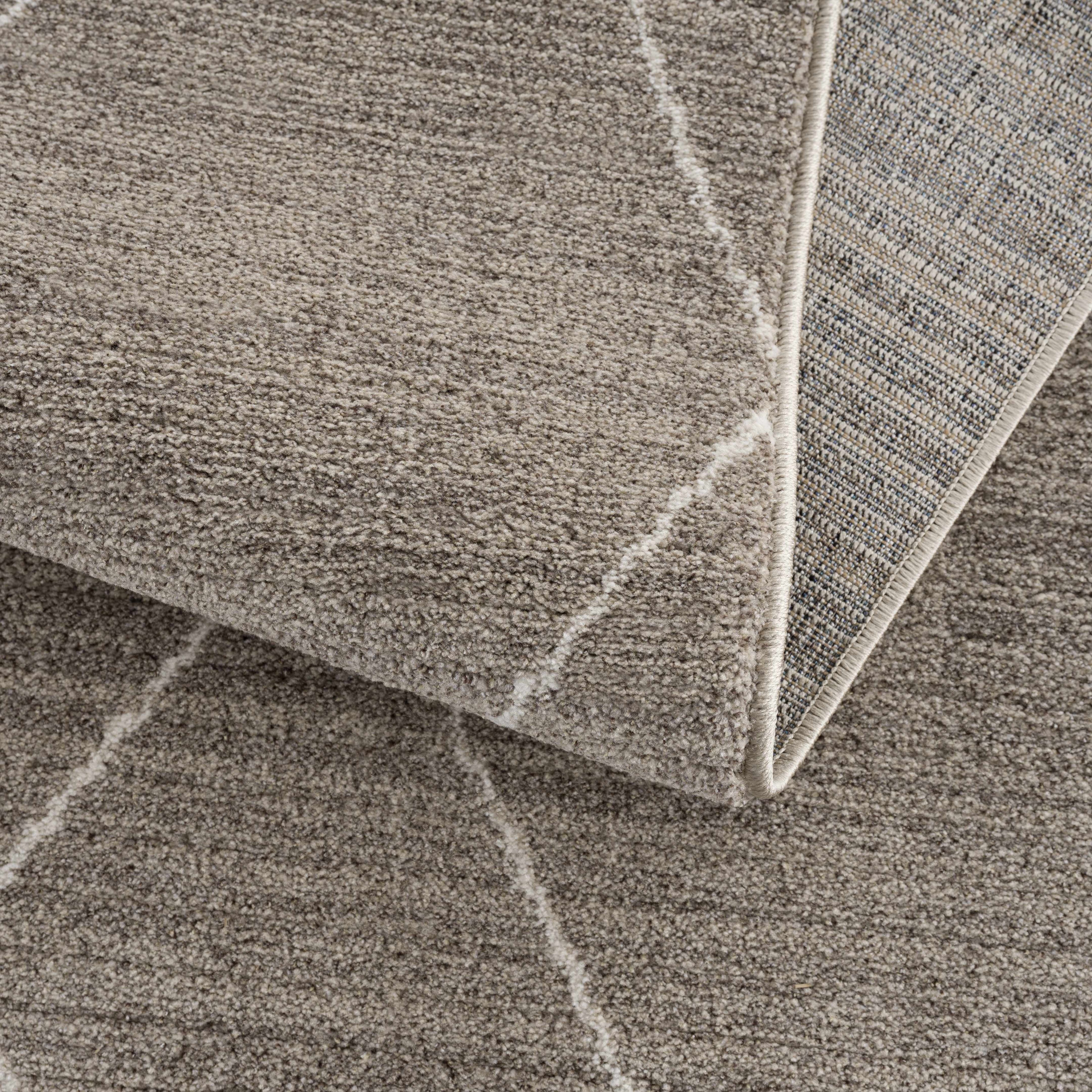 Brown White Runner Rug J248302