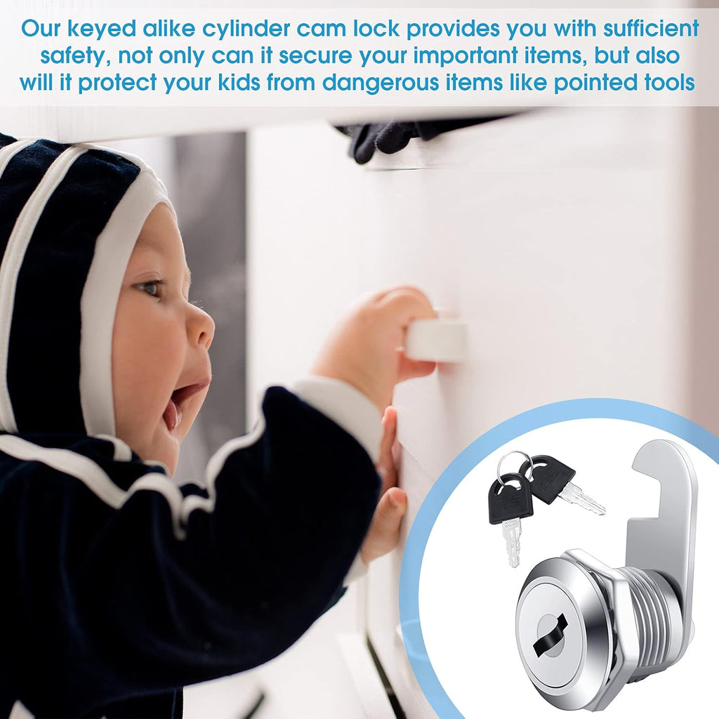 16 Pieces Zinc Alloy Cylinder Cam Lock with 32 Keys Q337389