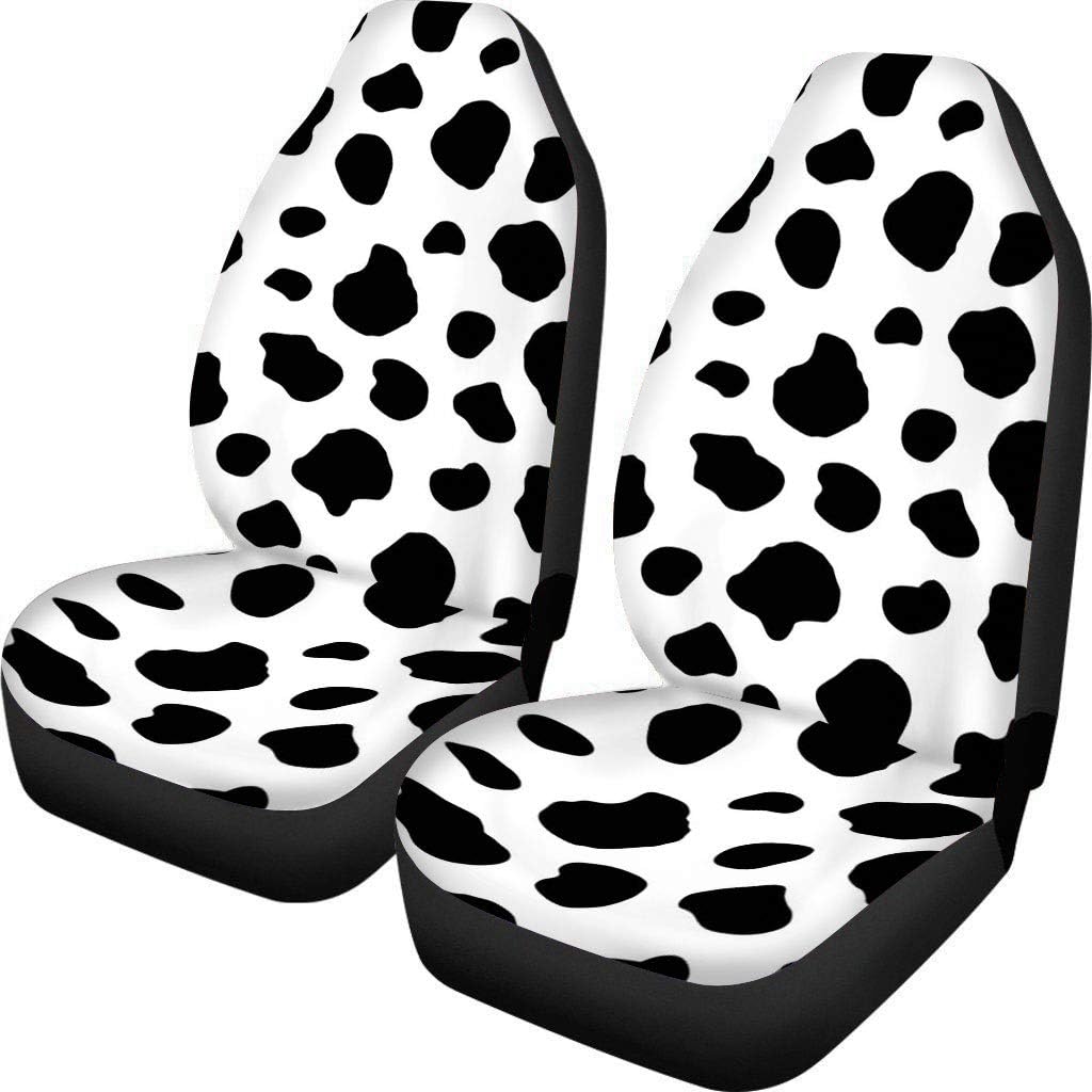 Set of 2 Brown Cow Fur Print Car Seat Covers U8962