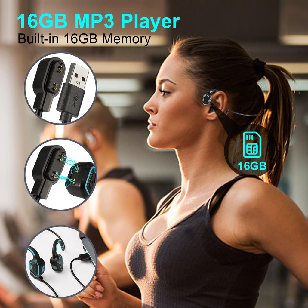 Waterproof IPX8 Bone Conduction Open Ear Headphones with 16G Memory, Pack of 2 W133831