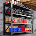 79" W Heavy Duty Metal Storage Shelves, 4 Tier, Black U9007
