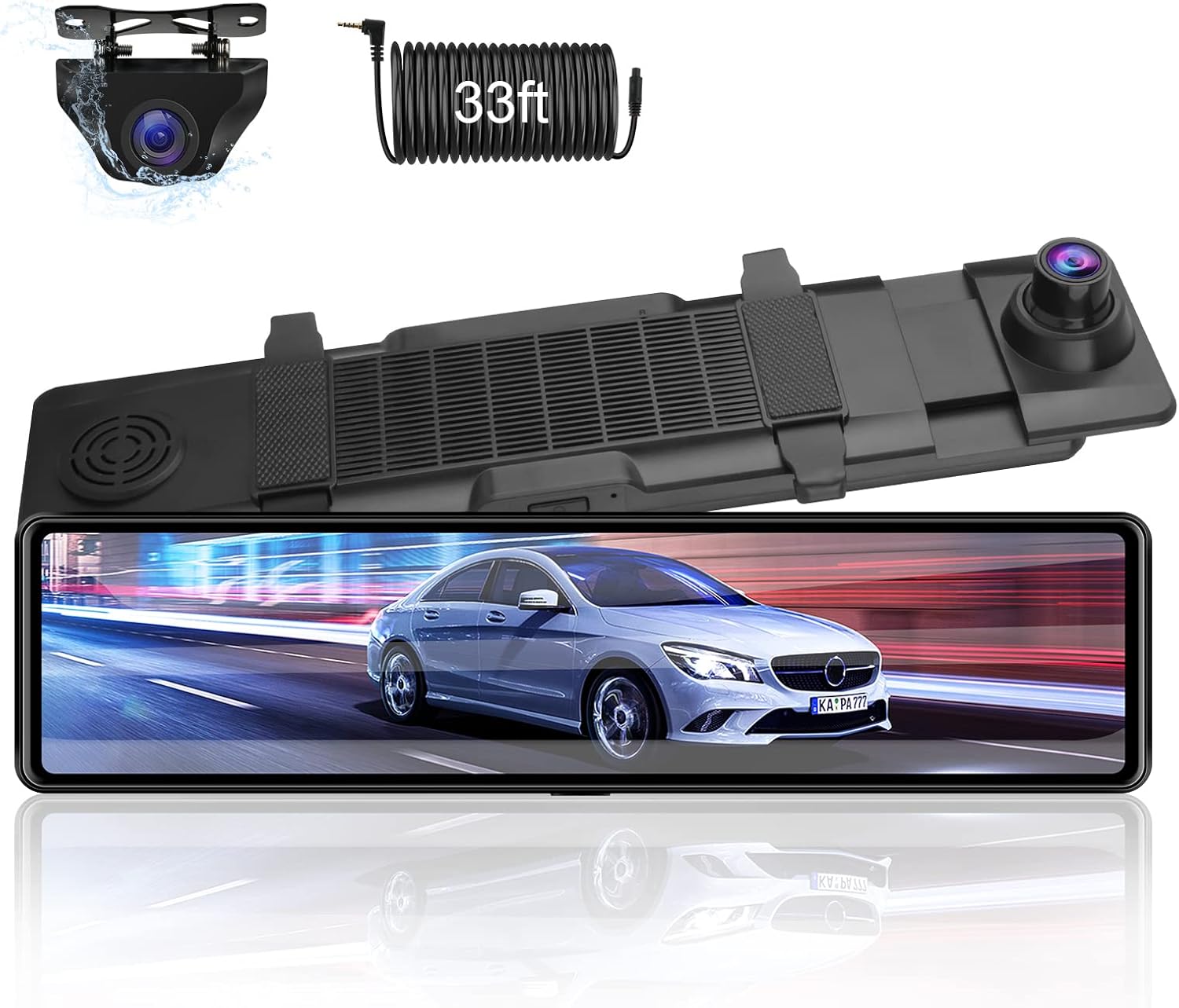 11'' Dual 1080P Rear View Mirror Dash Cam with Touch Screen U338
