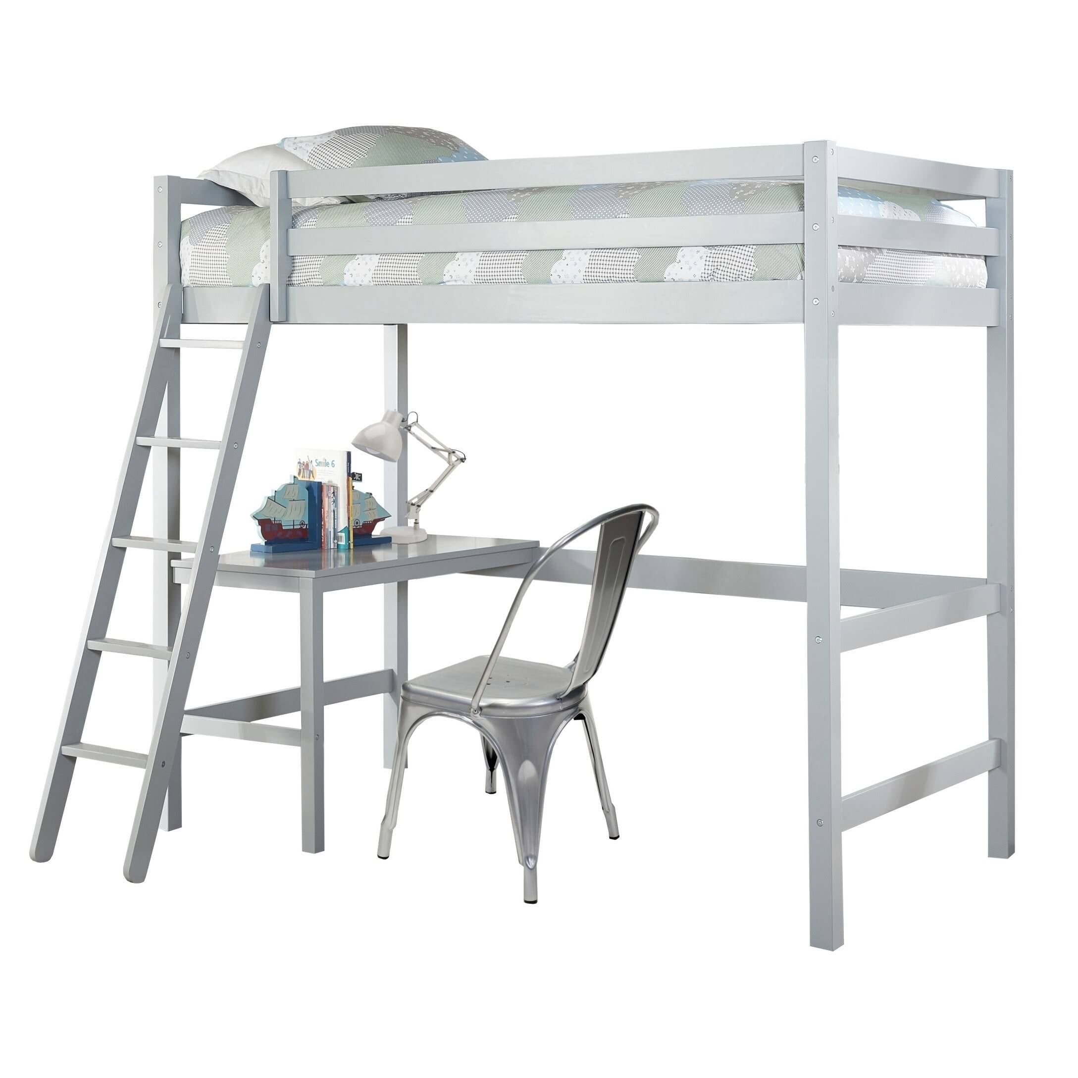Grey Twin Study Loft Bed V536