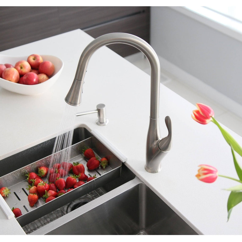 Brushed Nickel Single Handle Pull Down Kitchen Faucet N9626