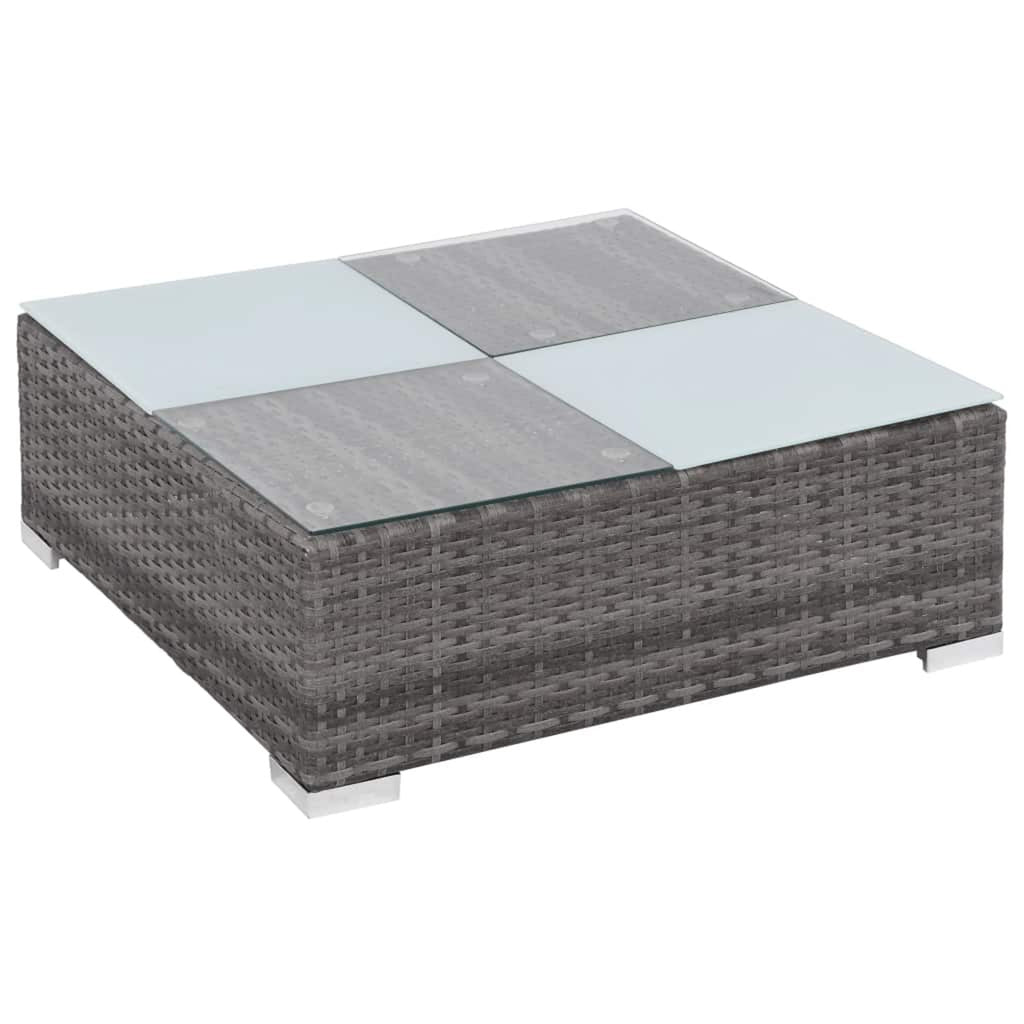 12 Piece Gray Poly Rattan Patio Sofa Conversation Set with Coffee Table and Ottoman B19438