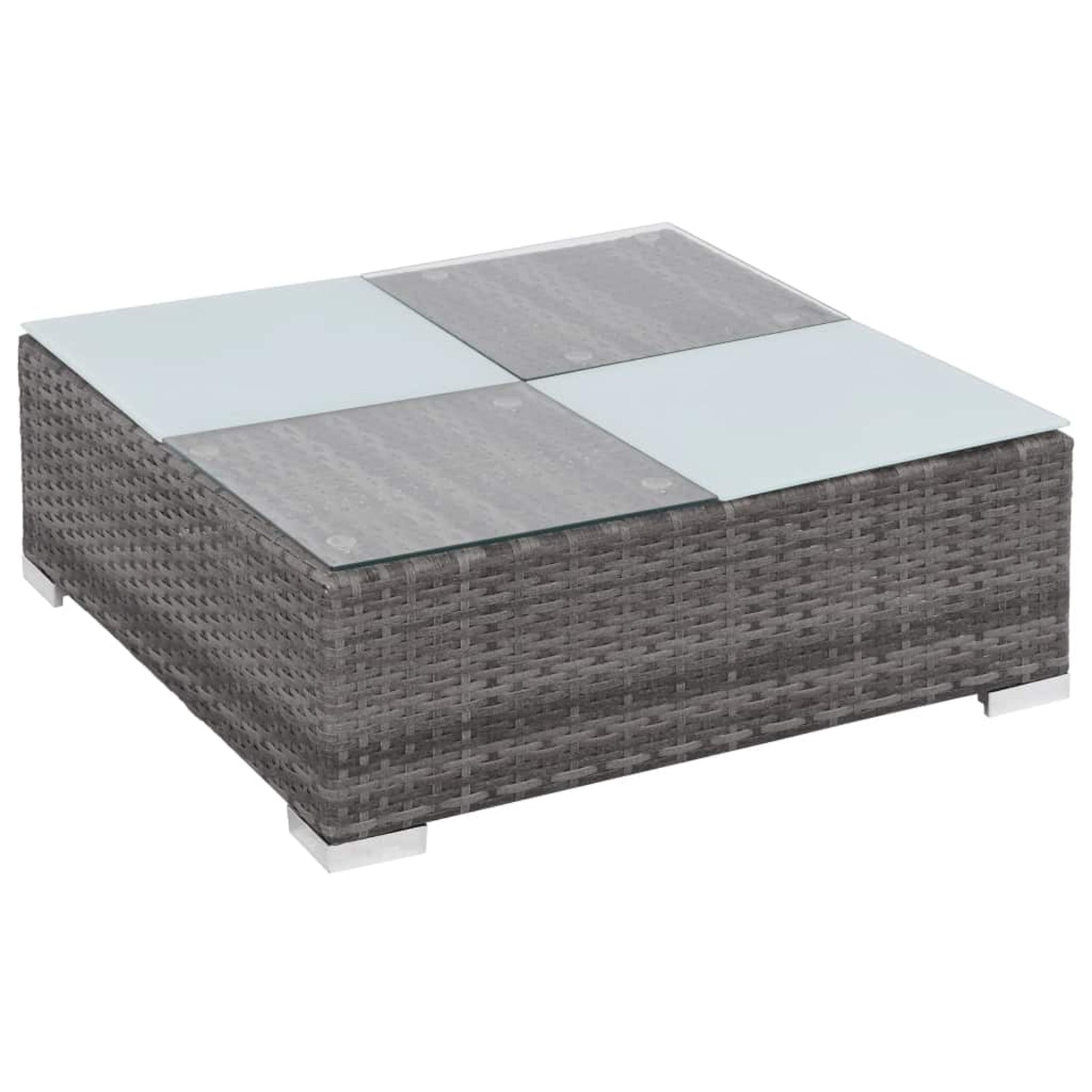 12 Piece Gray Poly Rattan Patio Sofa Conversation Set with Coffee Table and Ottoman B19438