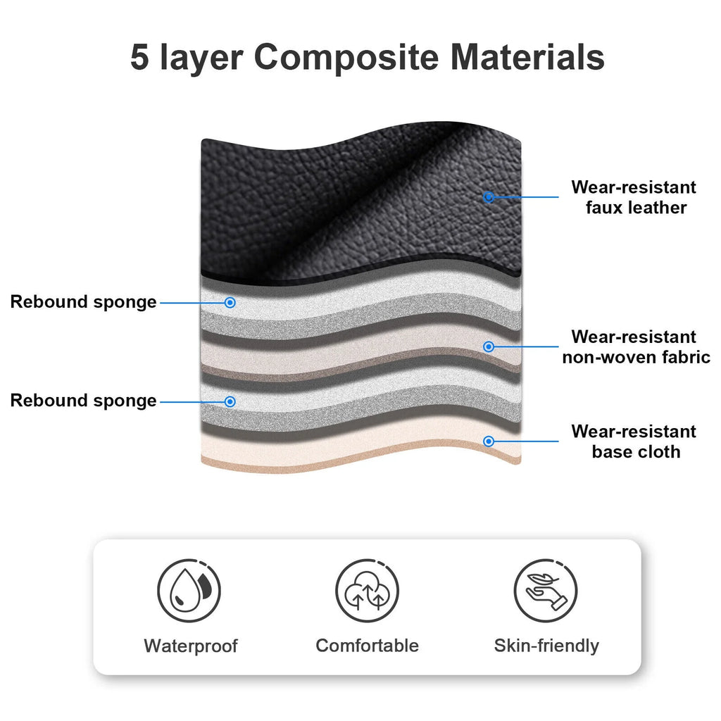 Waterproof PU Leather Full Set Car Seat Covers Black+Blue D742