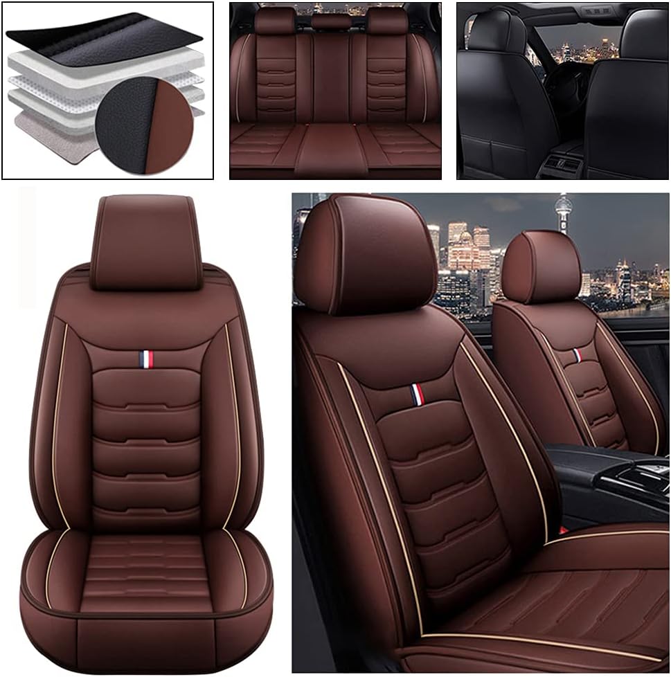 Beige PU Leather Car Seat Covers for Kona 2016-2022 Front Rear 5 Seats Y3059