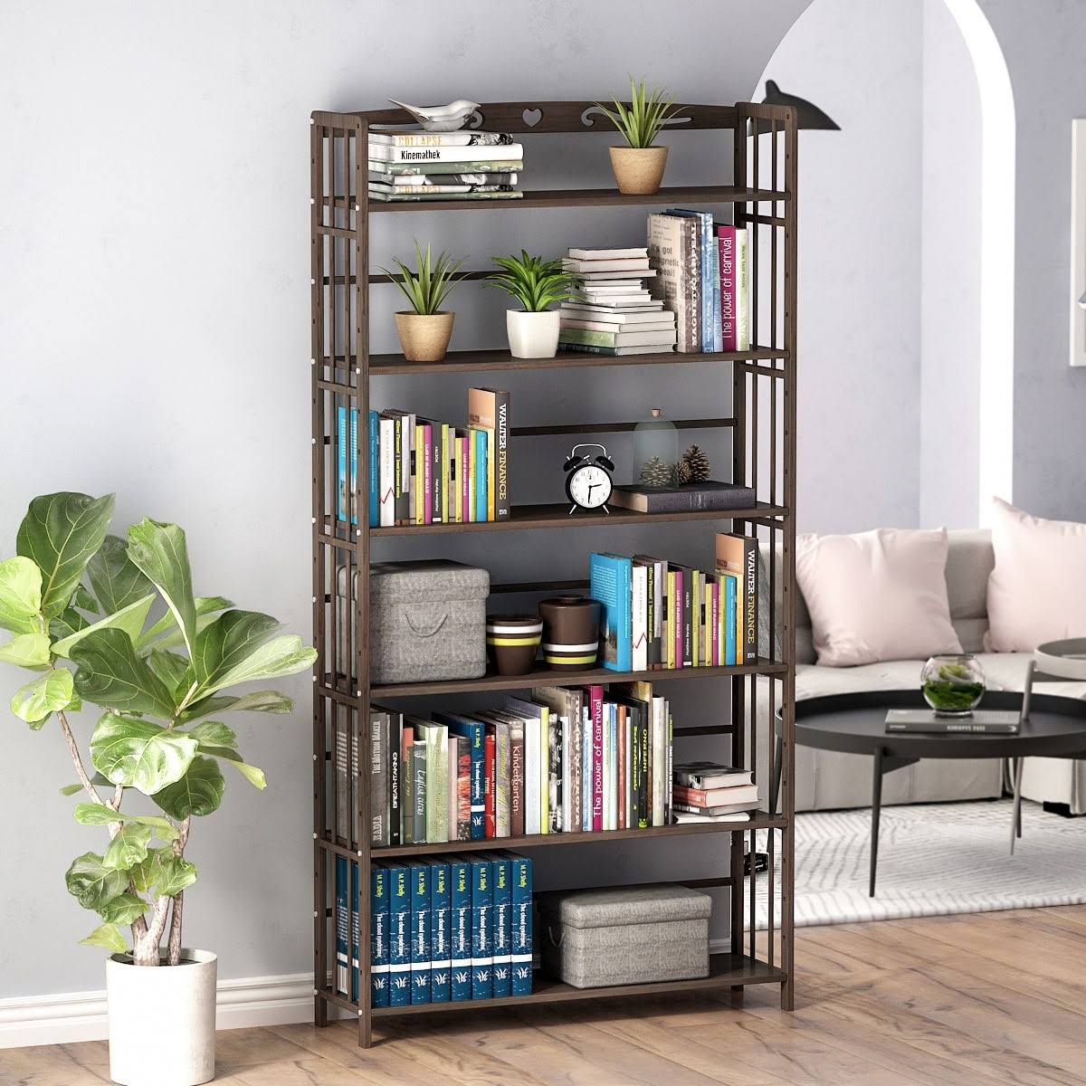 Solid Wood Etagere Bookcase Bookshelf R919495