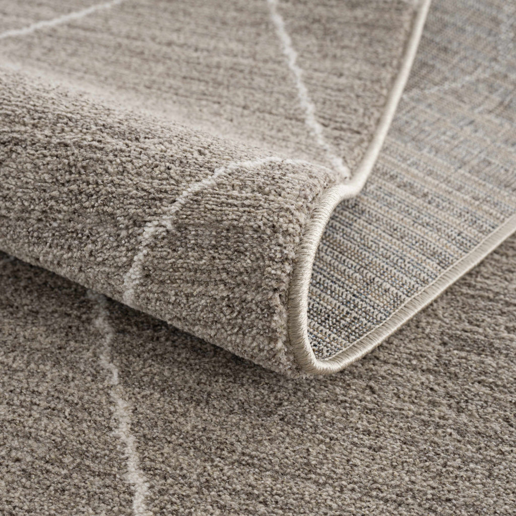 Brown White Runner Rug J248302