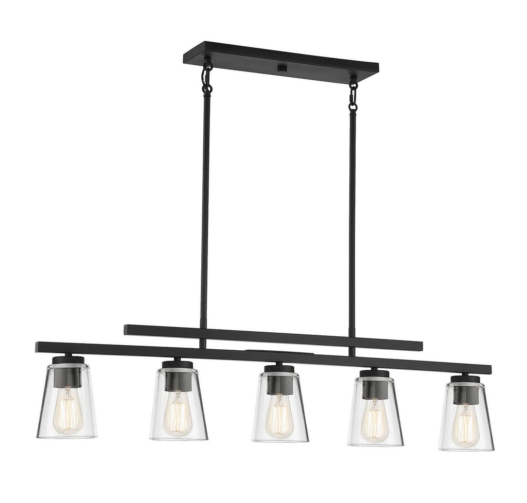 Matte Black 5-Light Linear Chandelier B3105