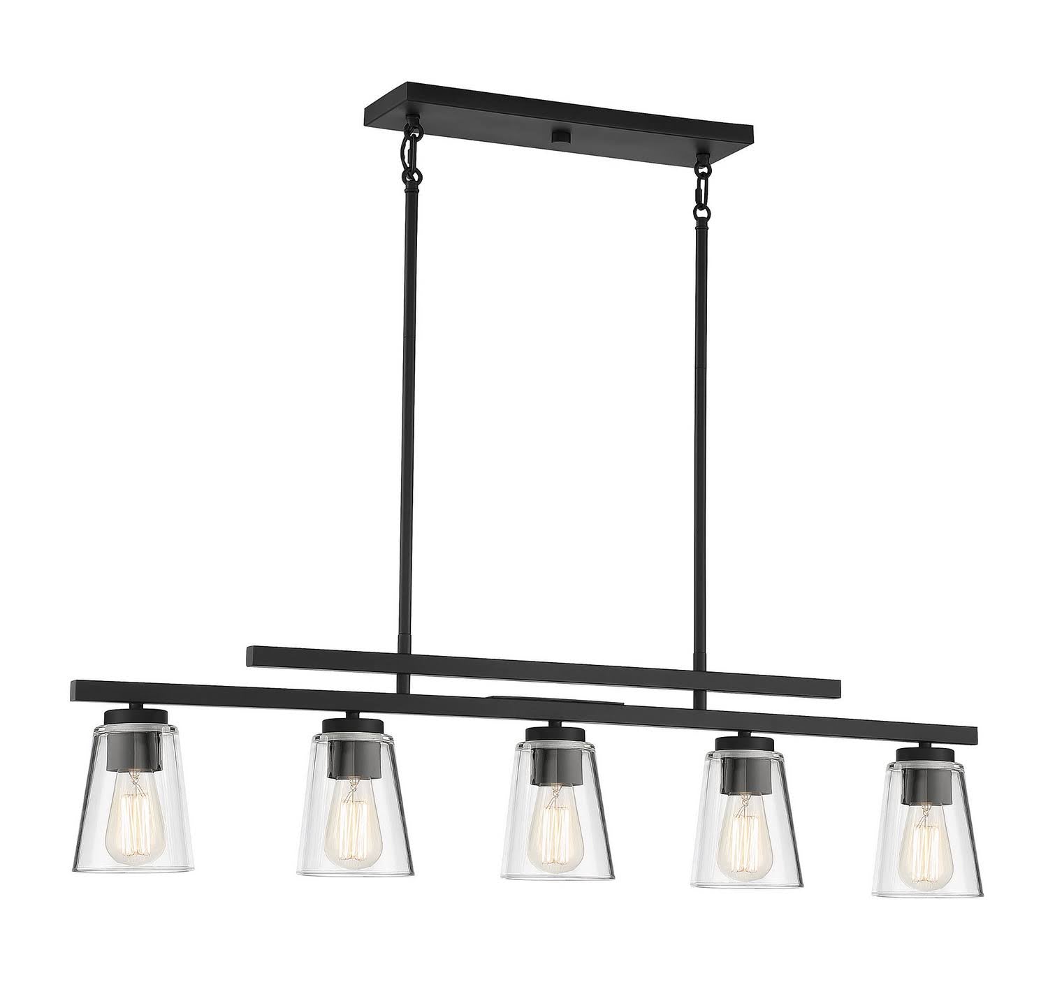 Matte Black 5-Light Linear Chandelier B3105
