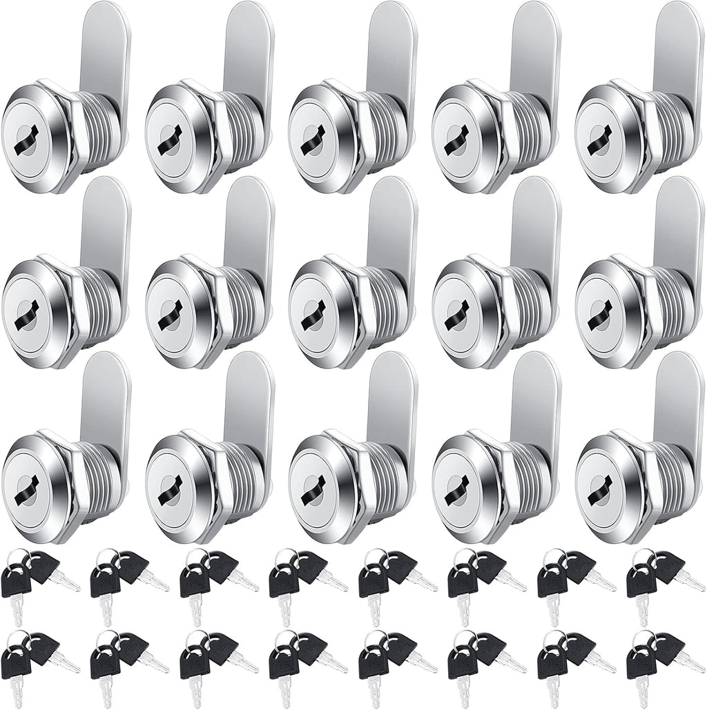 16 Pieces Zinc Alloy Cylinder Cam Lock with 32 Keys Q337389