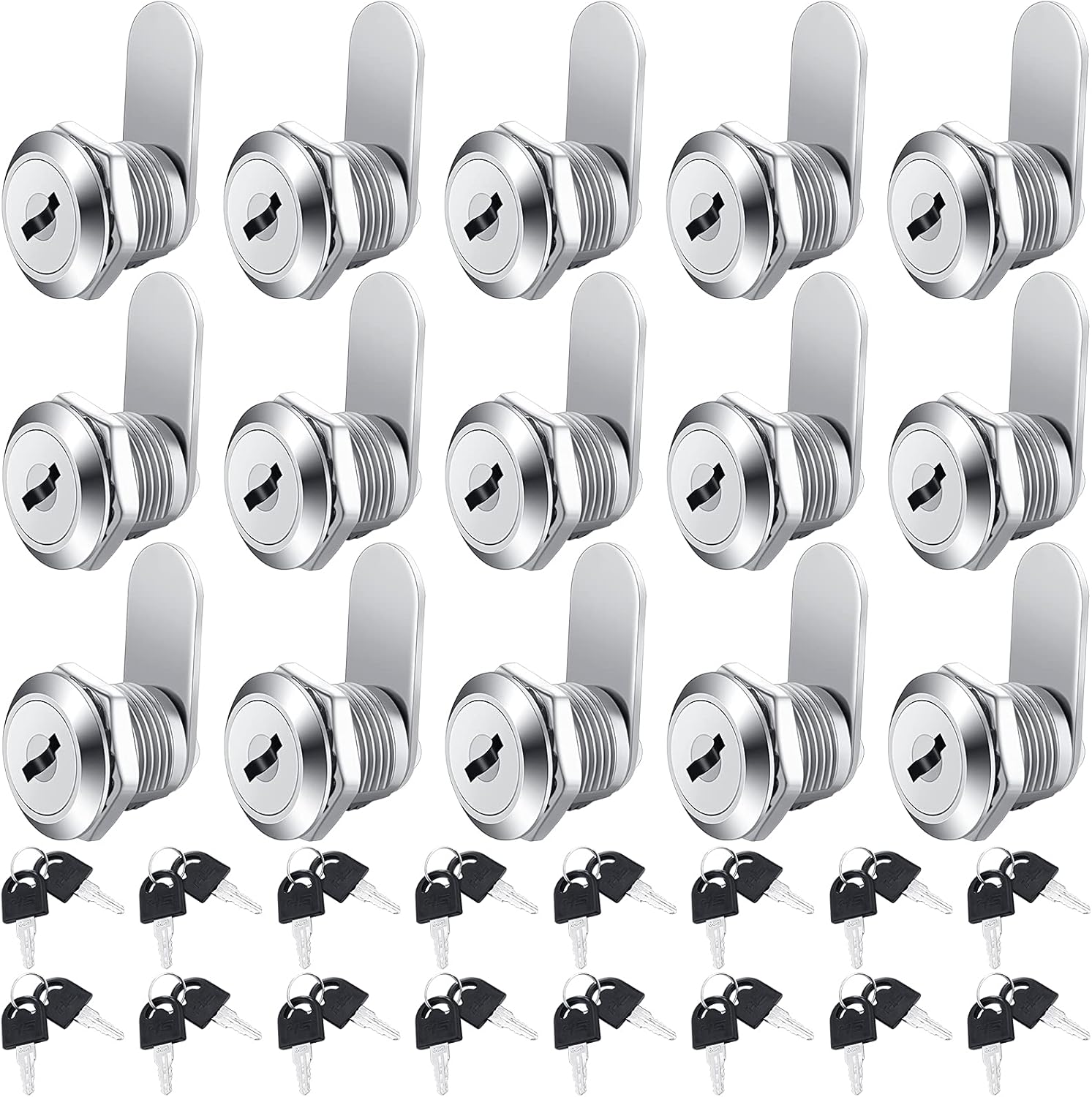 16 Pieces Zinc Alloy Cylinder Cam Lock with 32 Keys Q337389