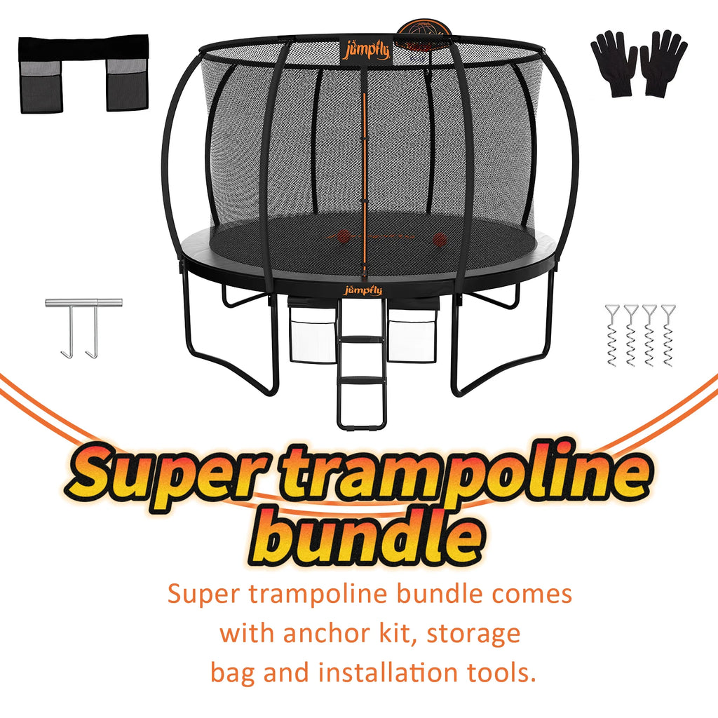 10FT Trampoline with Basketball Hoop and Enclosure V32959