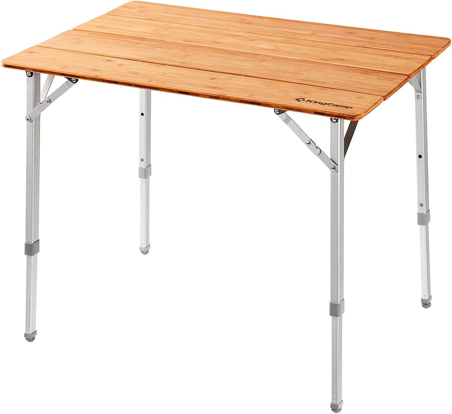 Bamboo Folding Camping Table with Adjustable Height Aluminum Legs A384350