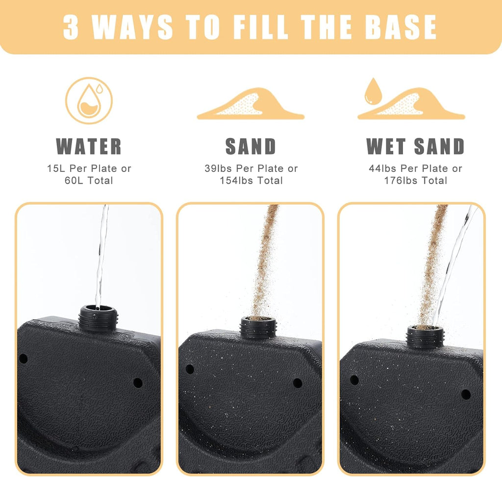 4PCS Black Cantilever Offset Patio Umbrella Stand Base Plate V691419