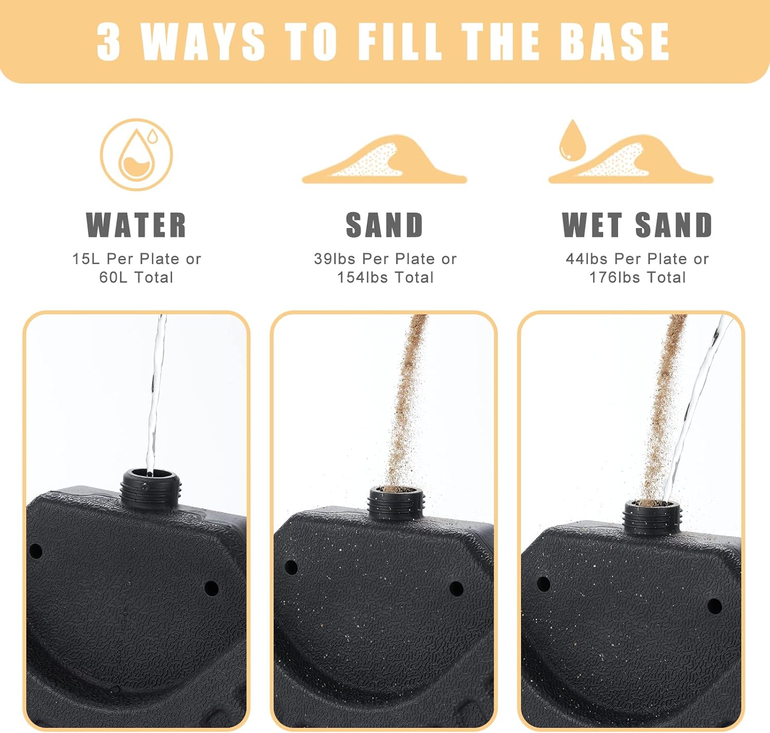 4PCS Black Cantilever Offset Patio Umbrella Stand Base Plate V691419