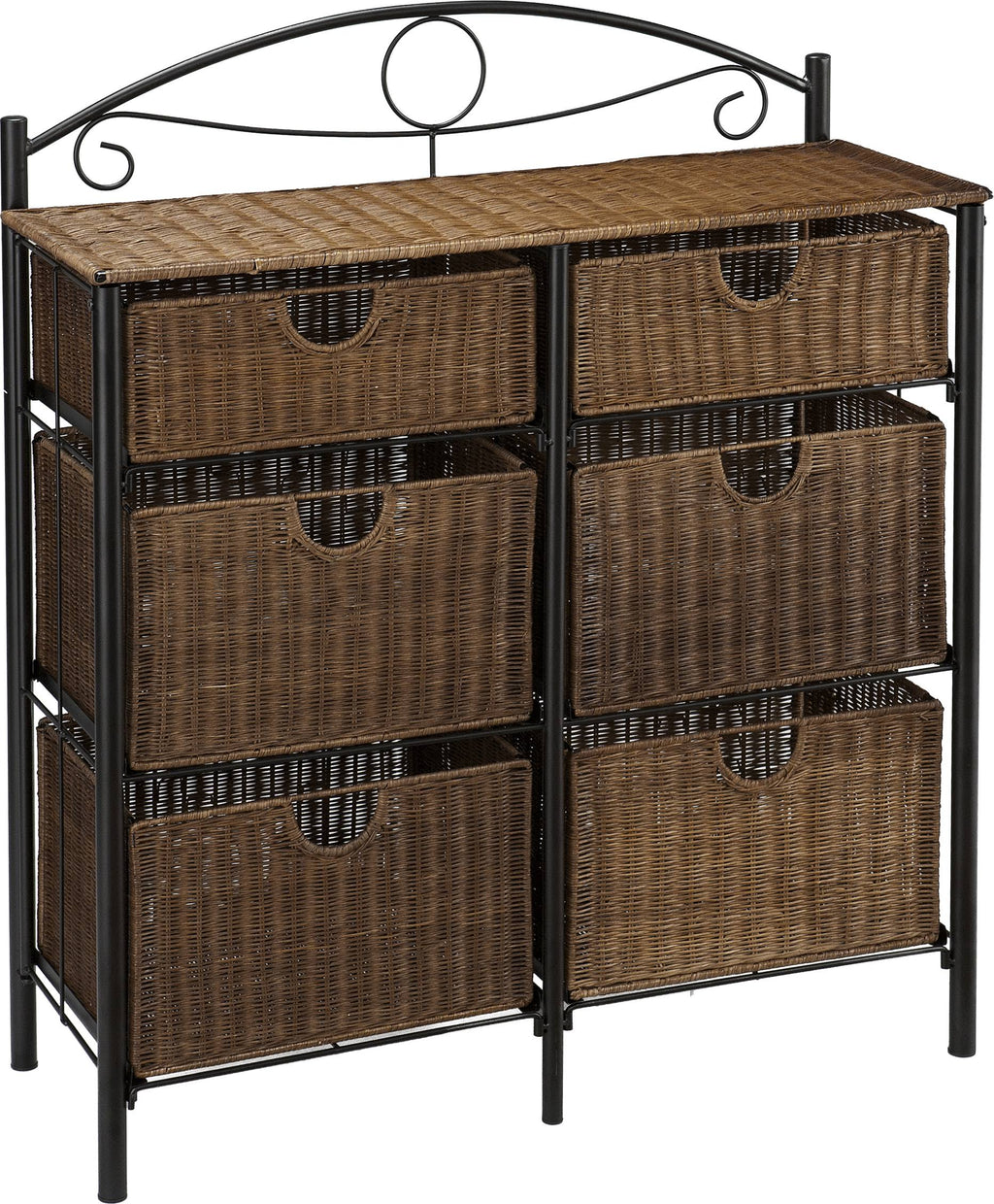 Black/Brown Iron/Wicker Storage Chest F5999
