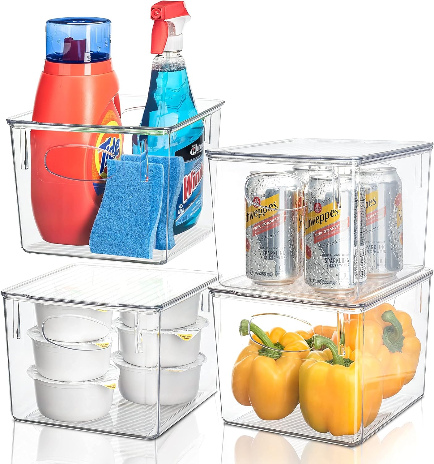 Clear Stackable Plastic Storage Bins with Lid, 4 Pack of 2 H875
