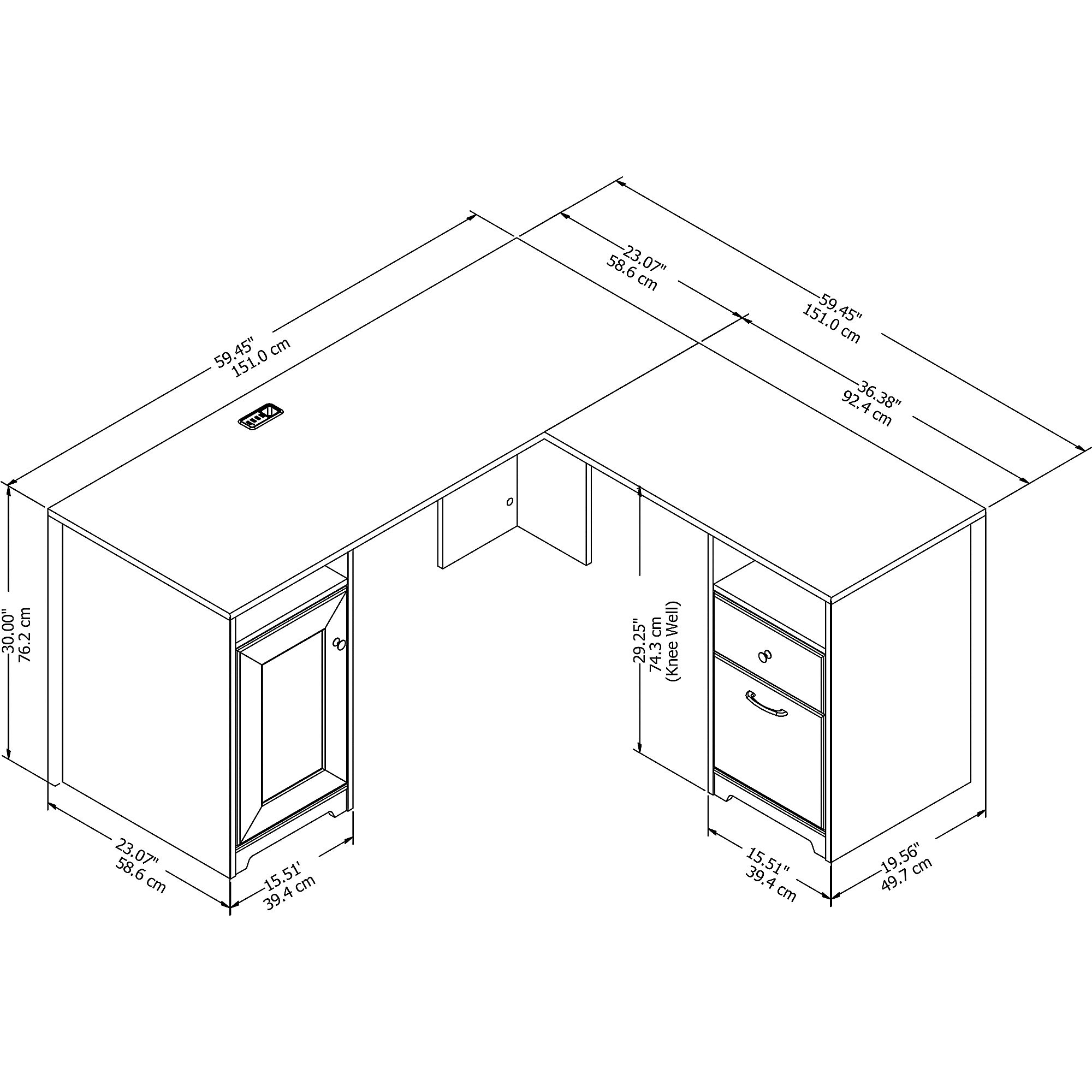 60W Ash Gray L Shaped Computer Desk N79162