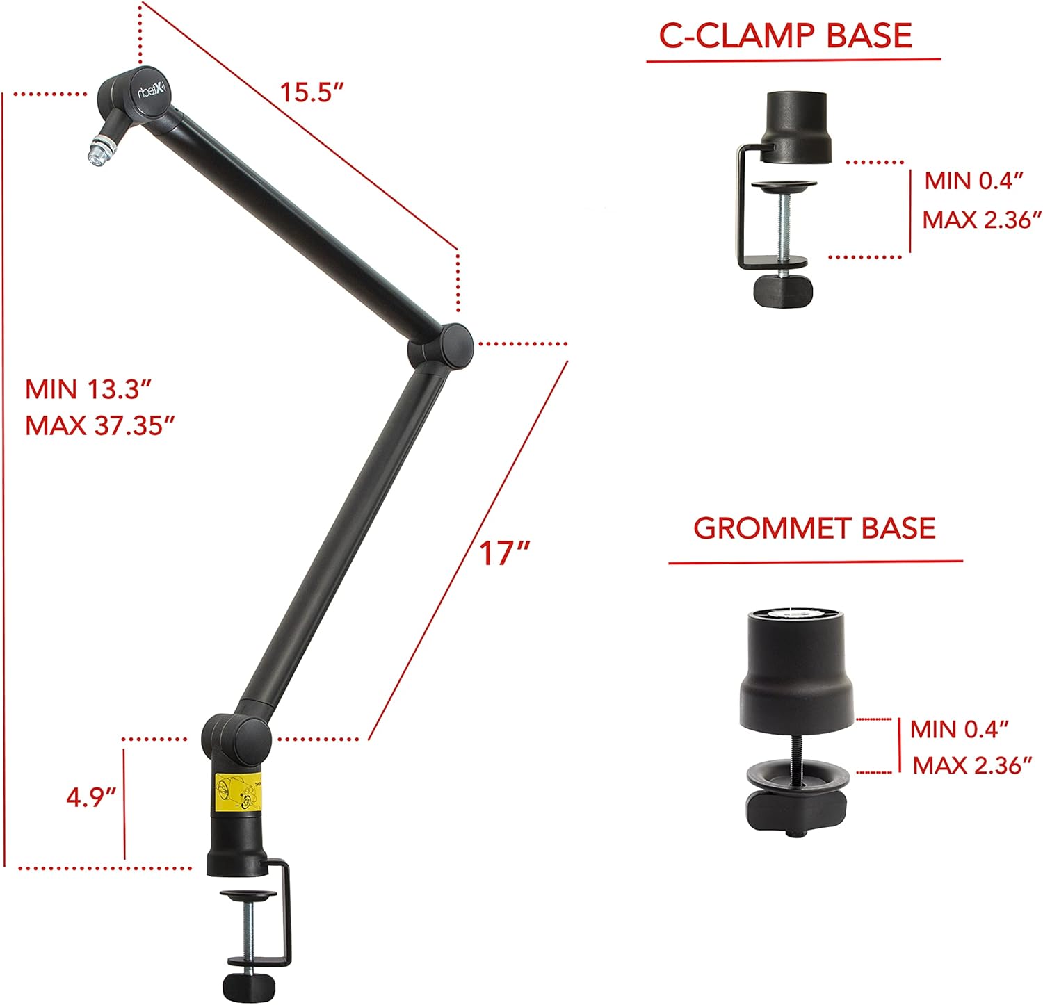 Adjustable 360° Rotatable Stainless Steel Microphone Arm, Pack of 2 L408