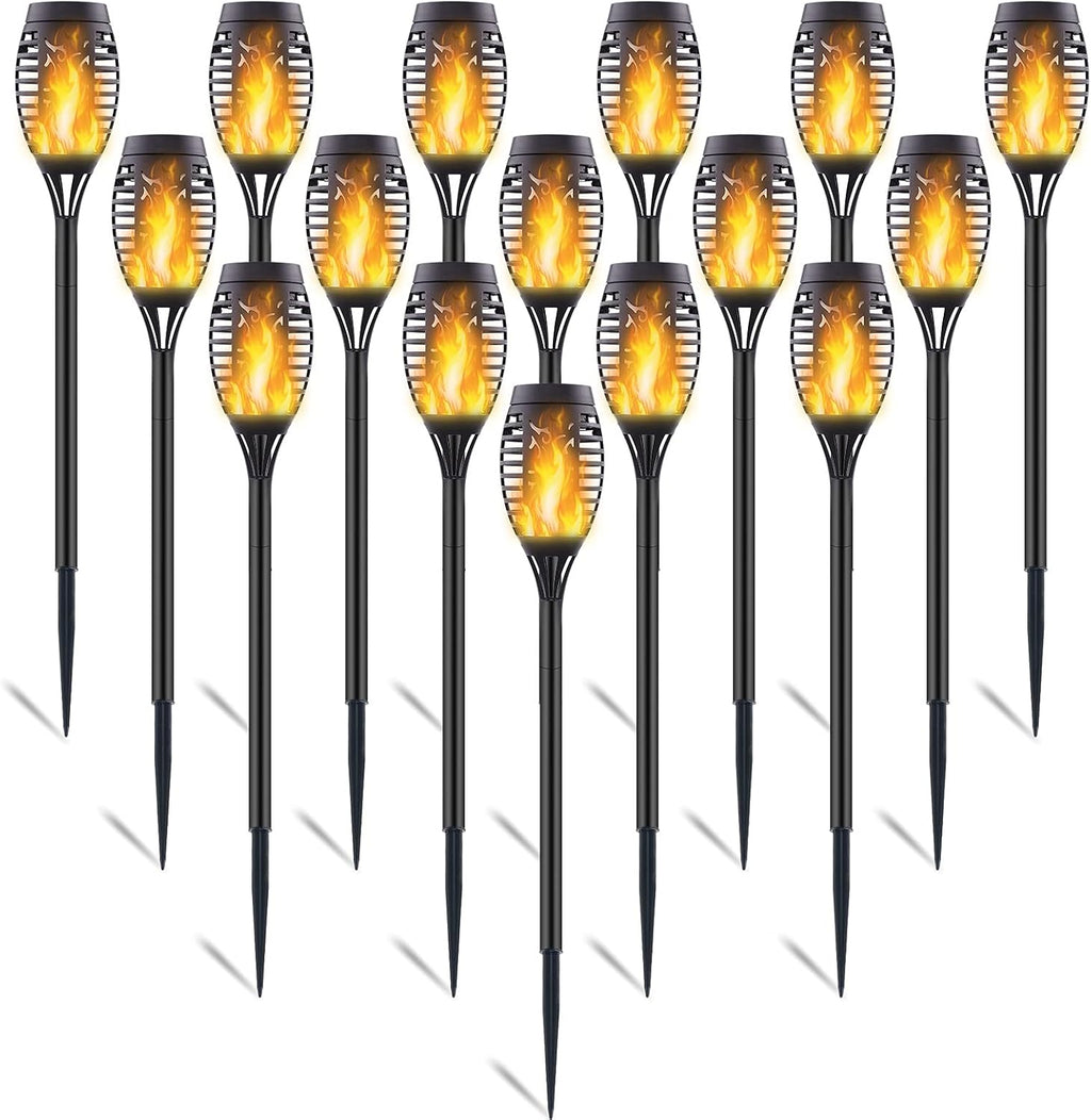 16 Pack Solar Torch Lights with Flickering Flames, Waterproof K26868