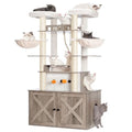 72-inch Wooden Cat Tree with Litter Box Enclosure and Scratching Post R24209