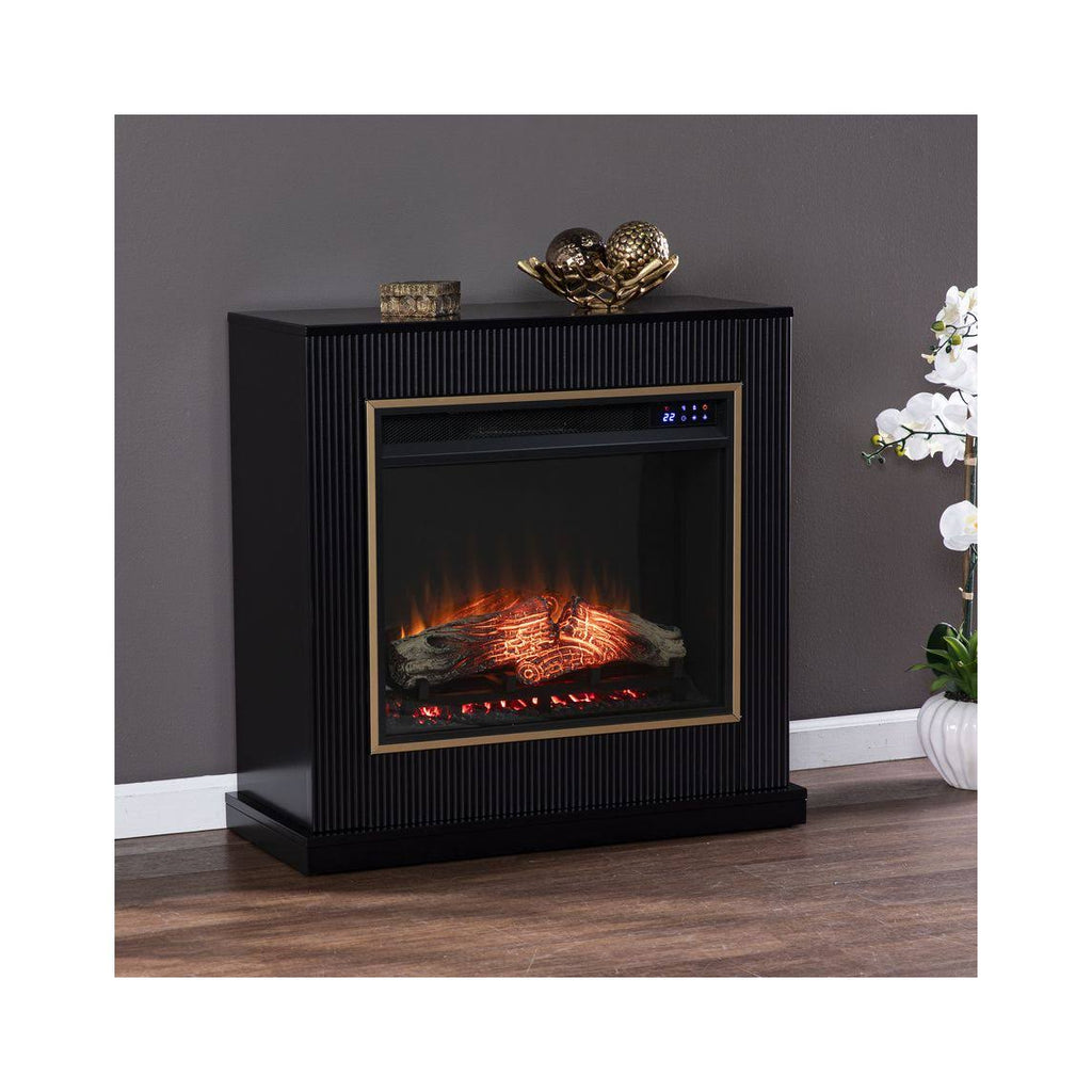 Contemporary Wood Electric Fireplace in Black B728237