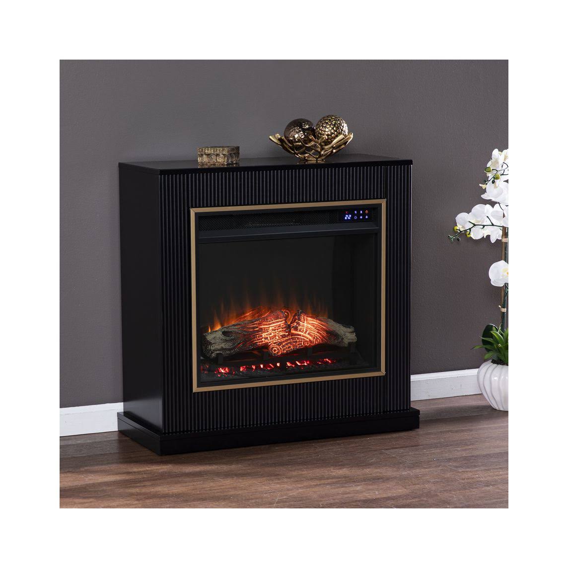 Contemporary Wood Electric Fireplace in Black B728237