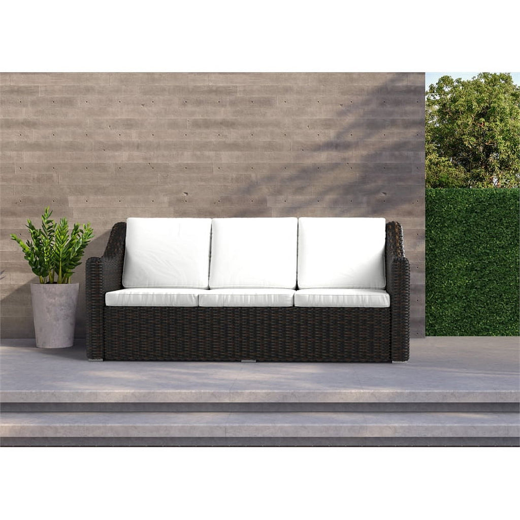 Beige Cast Iron Outdoor Wicker Sofa S65720