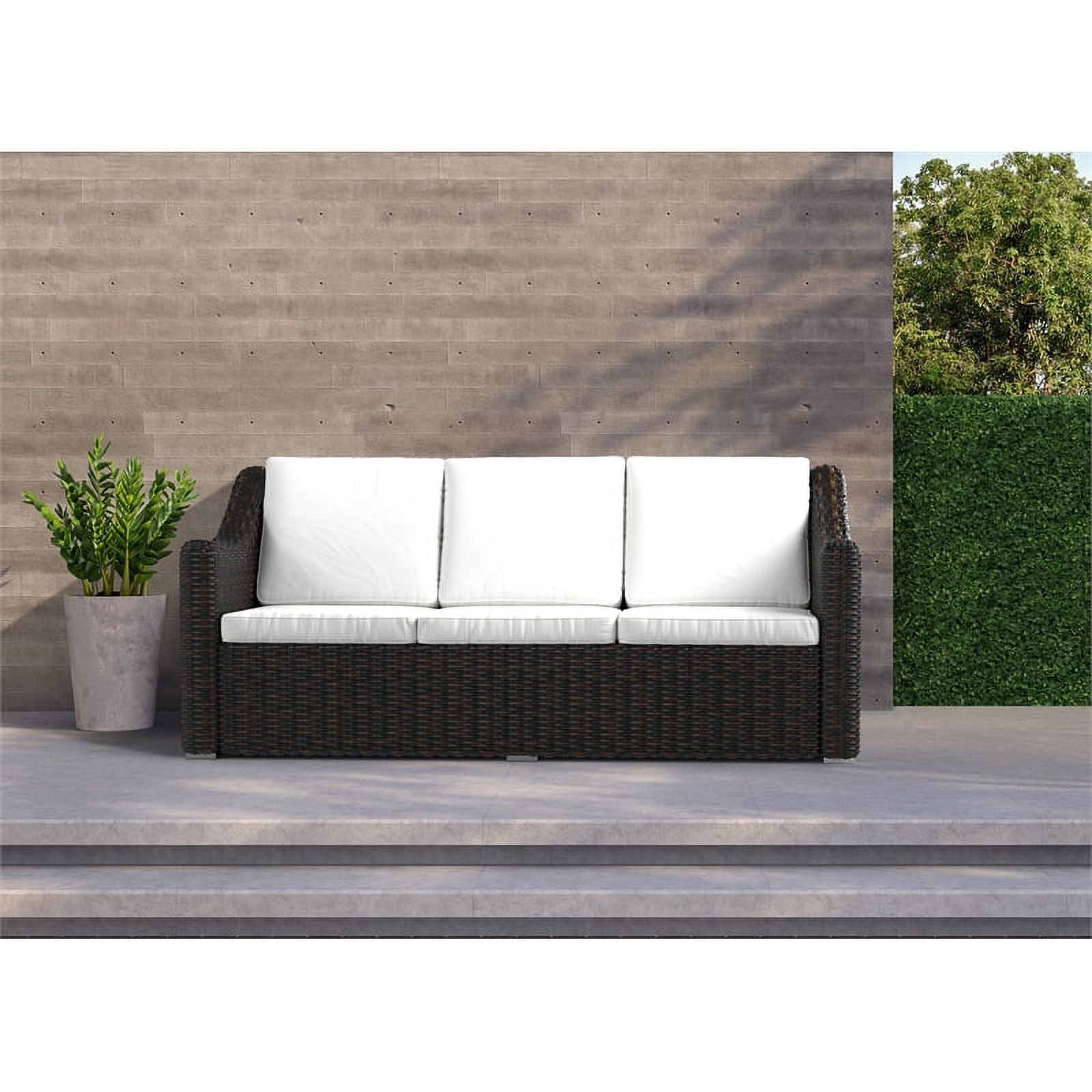 Beige Cast Iron Outdoor Wicker Sofa S65720