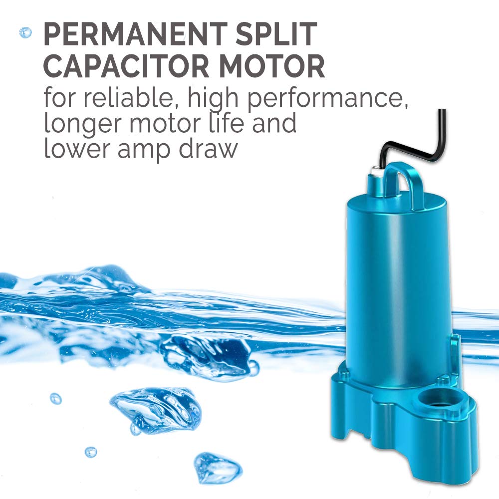 Submersible Effluent Pump, 1/2 hp, 240V, 1 Phase, 3450 rpm V9852