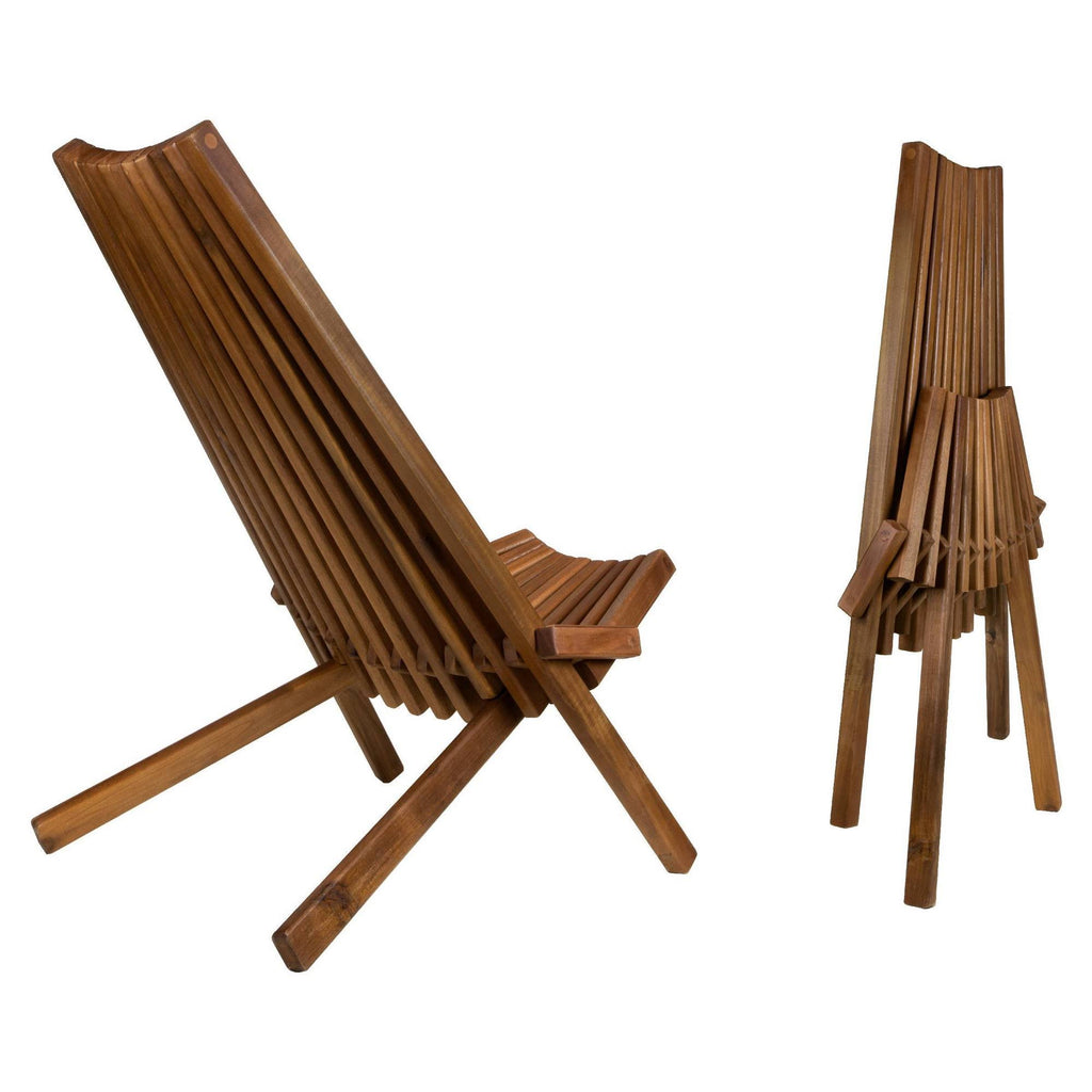 Folding Acacia Wood Outdoor Lounge Chair Y9346