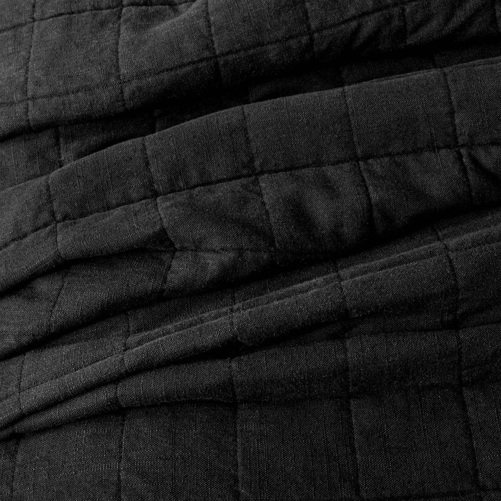 King Heavyweight Linen Blend Quilt Washed Black U932108