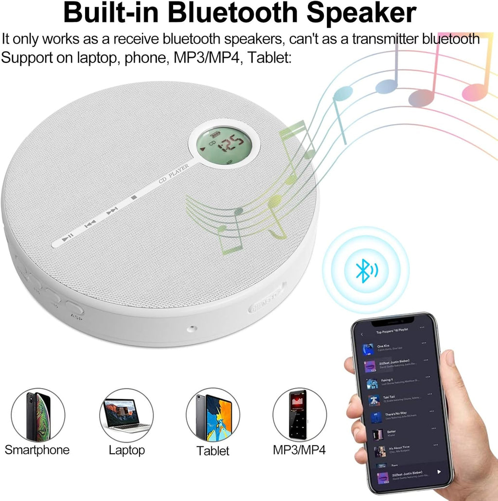 Rechargeable CD Player with Bluetooth, Gray, Pack of 2 K89351