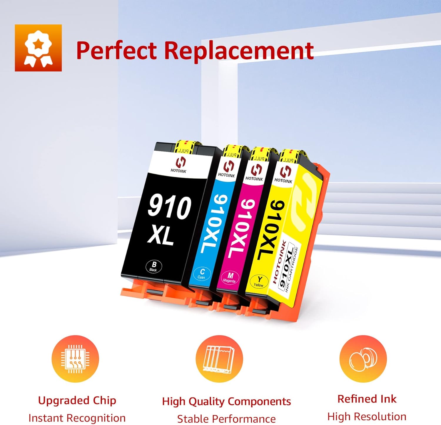 4 Pack Cyan Magenta Yellow Black Ink Cartridge Combo Pack for HP 910 XL R14369