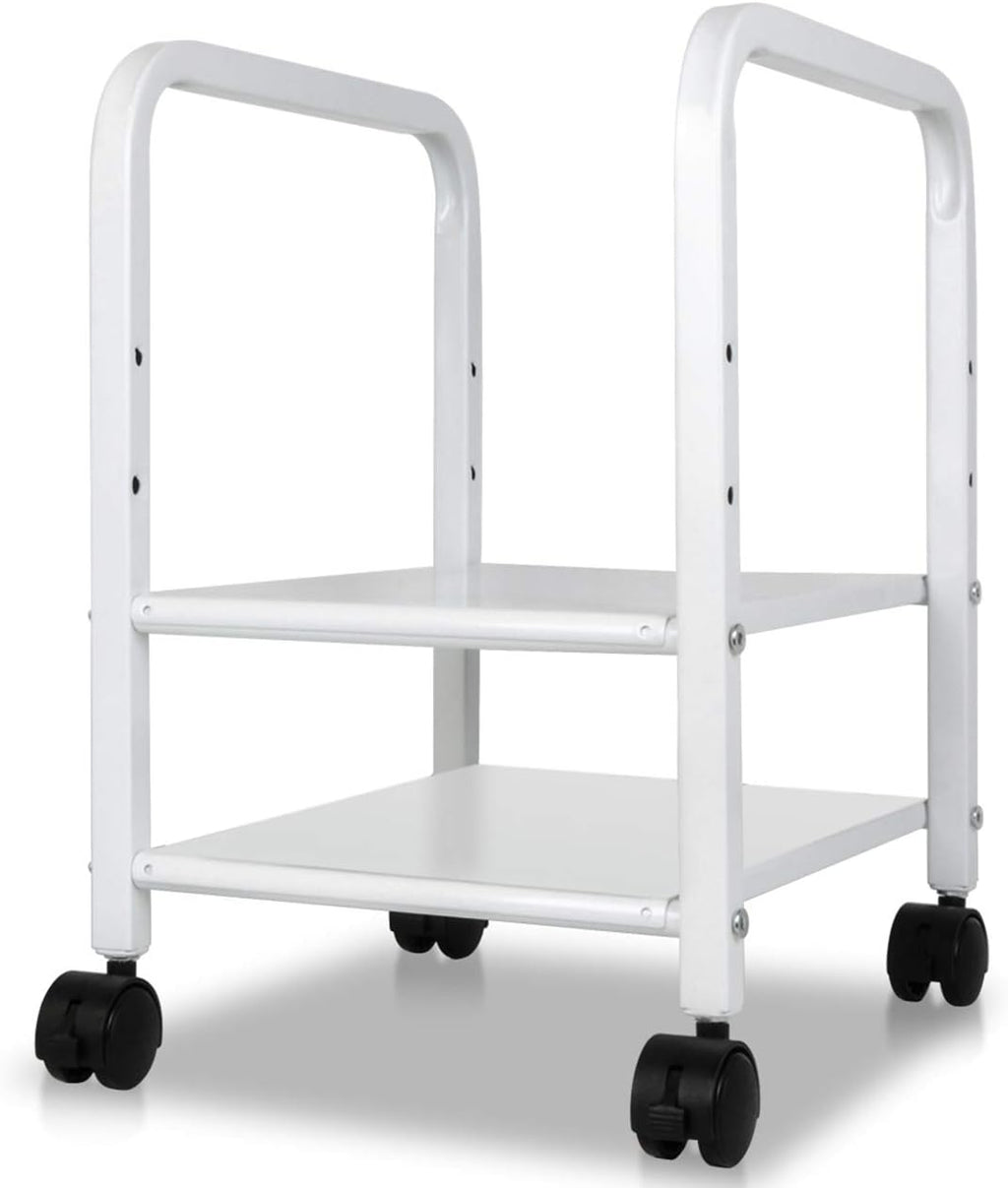 Black 2-Tier CPU Rolling Stand with Locking Wheels C3973