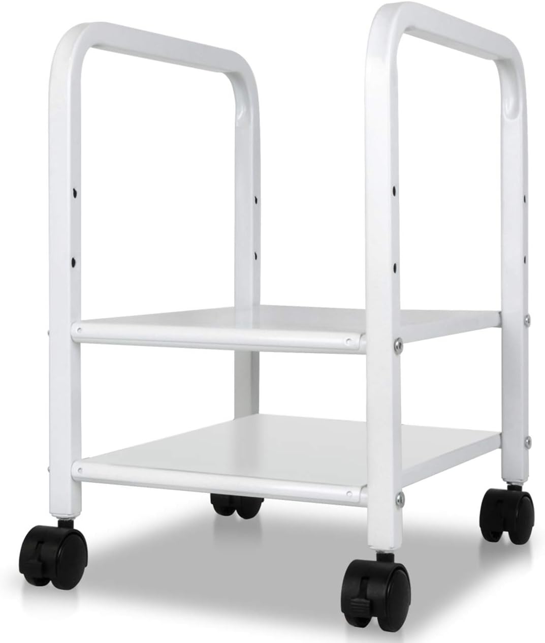 Black 2-Tier CPU Rolling Stand with Locking Wheels C3973