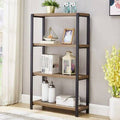 Oak 4-Tier Wood and Metal Bookshelf R9294