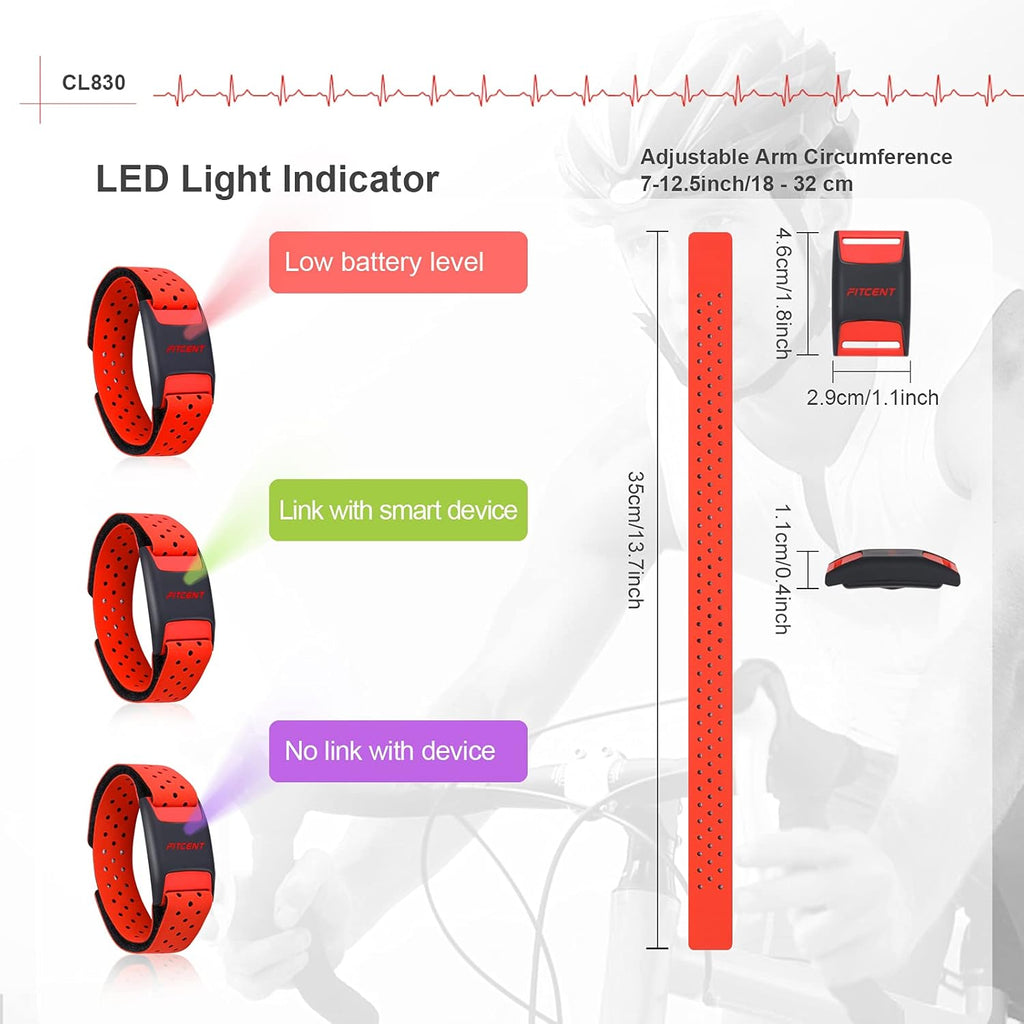 Heart Rate Monitor Armband, Bluetooth ANT+ Optical Sensor, Pack of 2 F140